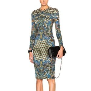 Givenchy‎ Dress Printed Jersey Bodycon Sheath Midi Sz US 6 FR 38